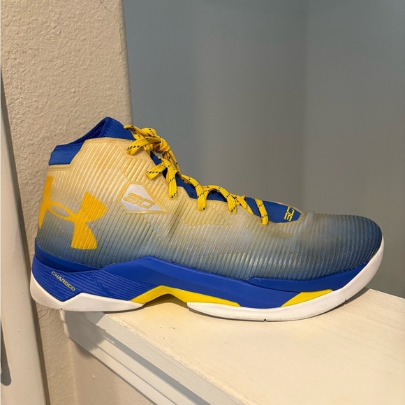 Under Armour Armour Curry 2.5 basketball shoes Men's 12.5 Blue/Gold CLEAN - Picture 2 of 9